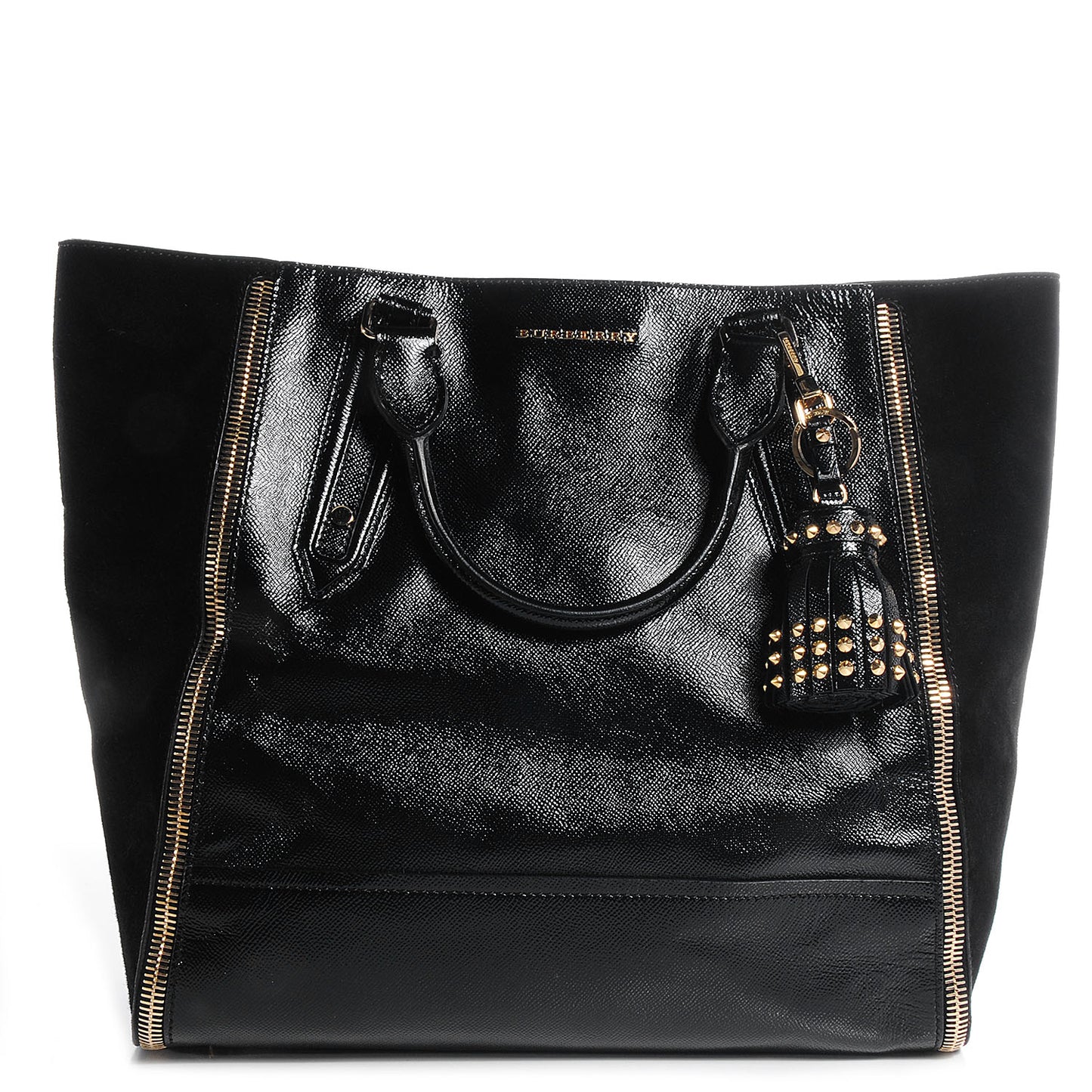 London Leather Medium Zip Detail Tote Black