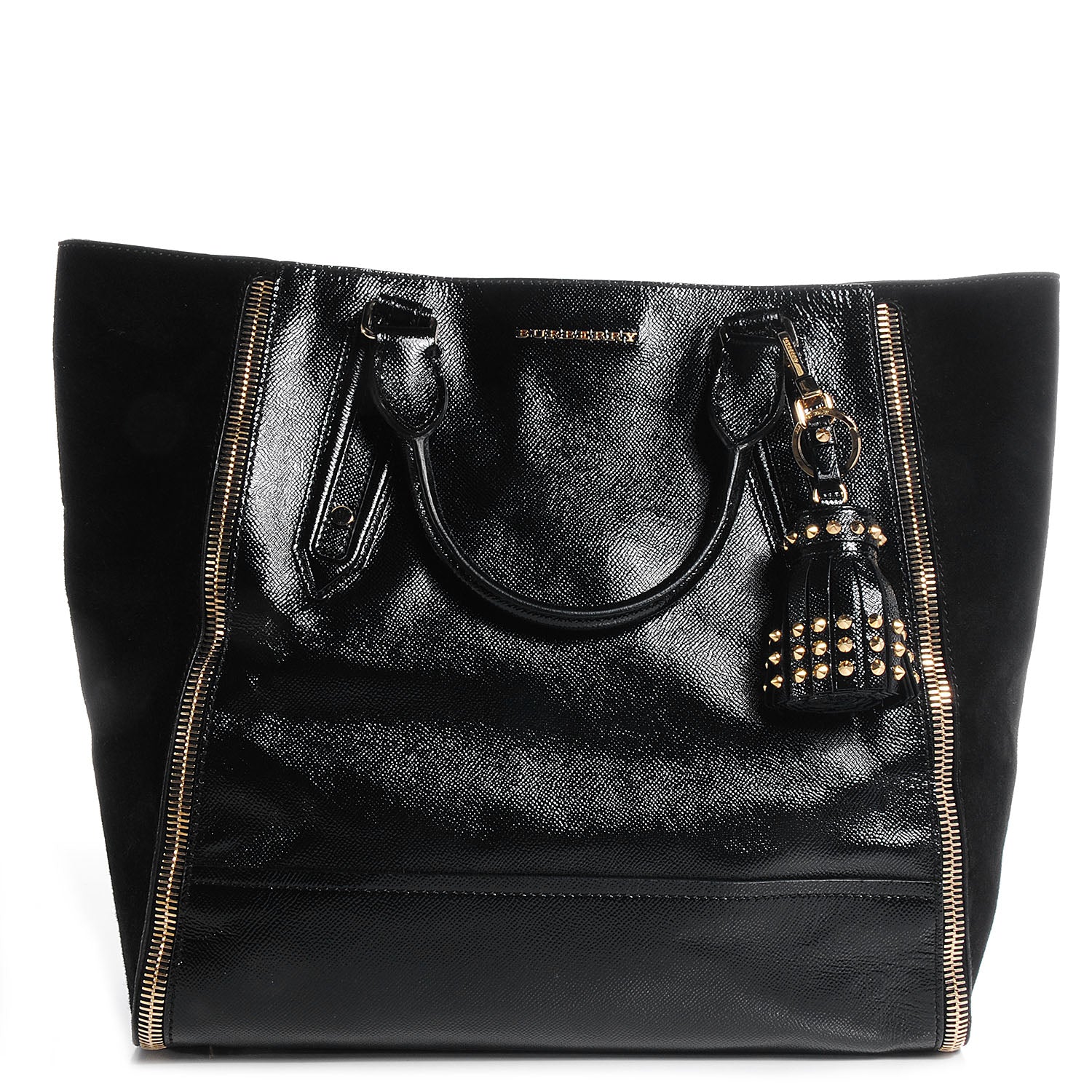 Burberry London Leather Medium Zip Detail Tote Black 1 of 11