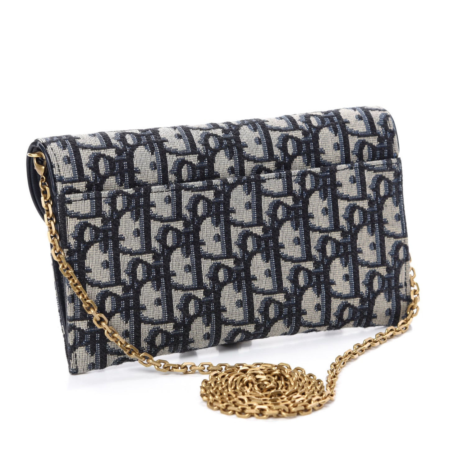 Oblique Saddle Chain Long Wallet Blue