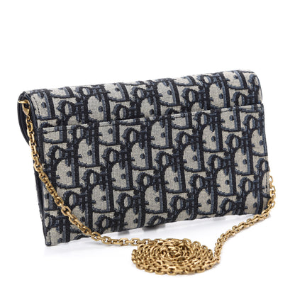 Christian Dior Oblique Saddle Chain Long Wallet Blue 4 of 12