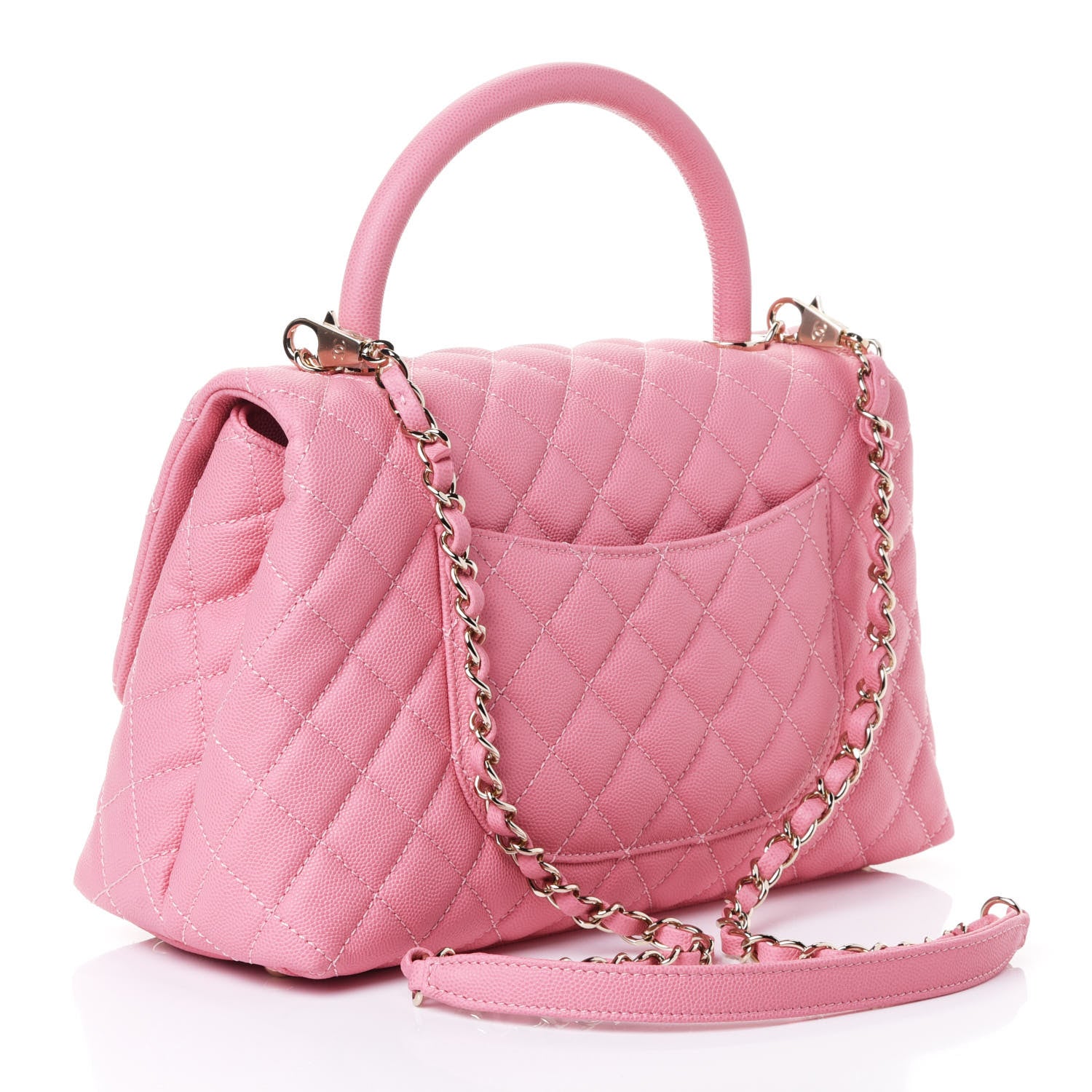 Chanel Caviar Quilted Small Coco Handle Flap Pink 3 of 5