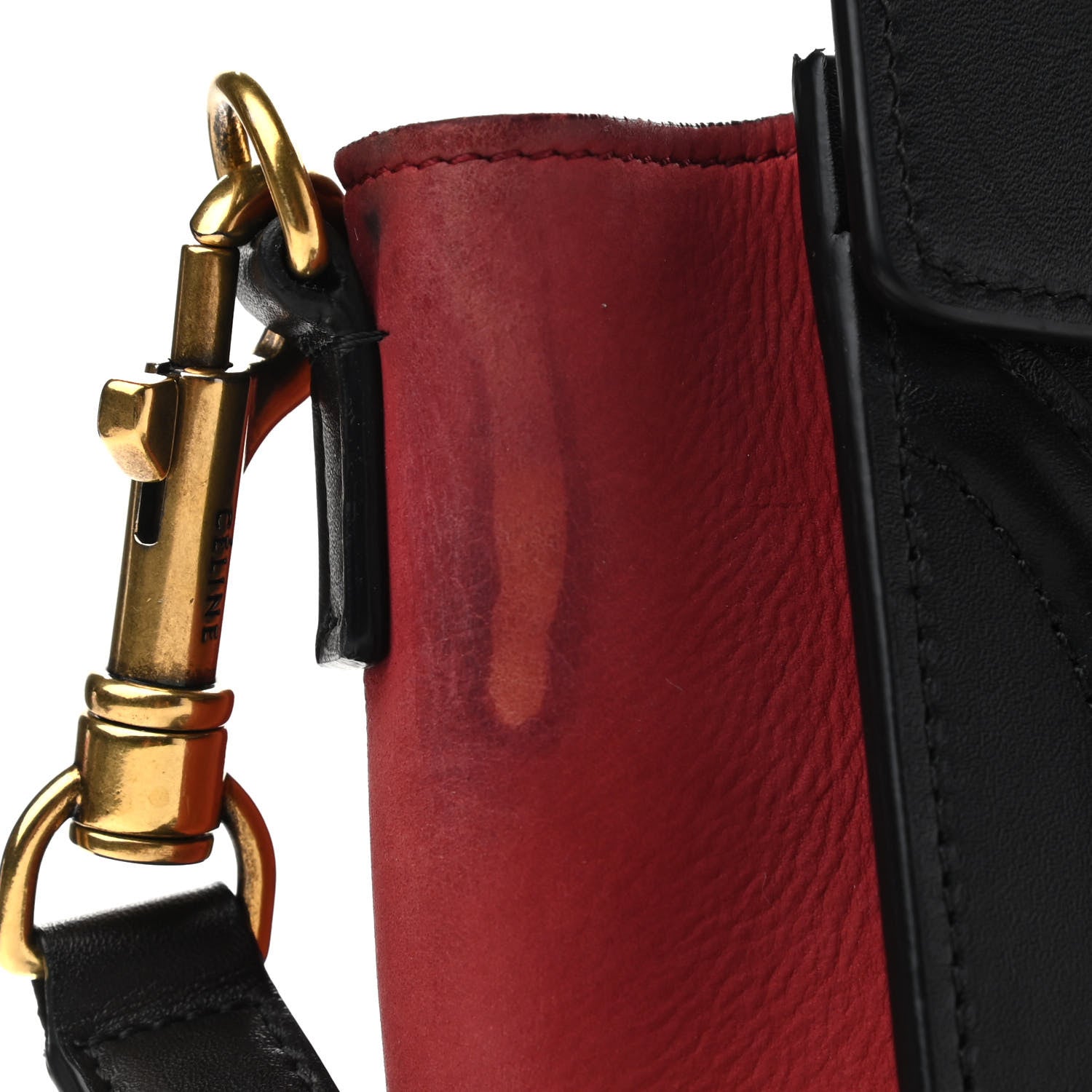 Celine Drummed Calfskin Nubuck Nano Tri-Color Luggage Ruby 12 of 15