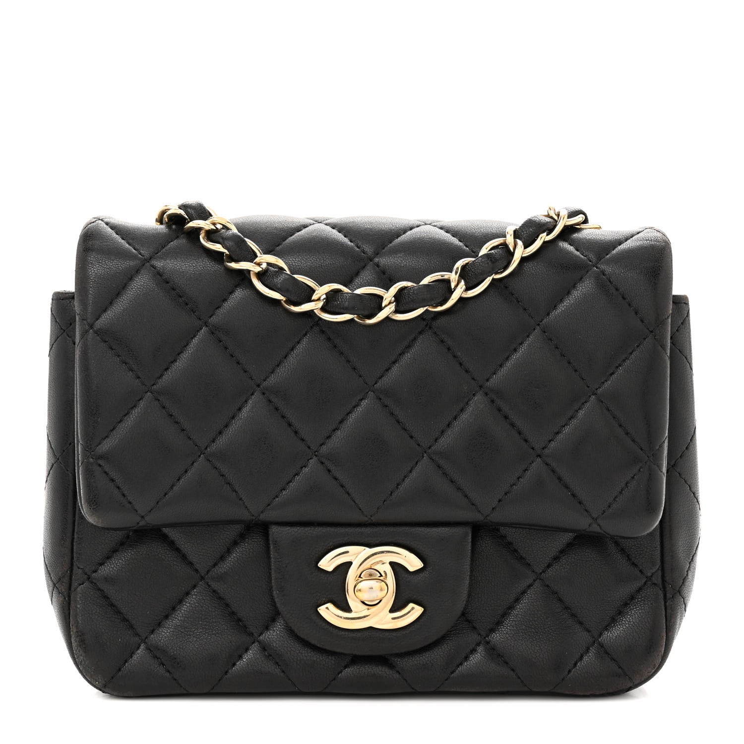 Chanel Lambskin Quilted Mini Square Flap Black 1 of 14