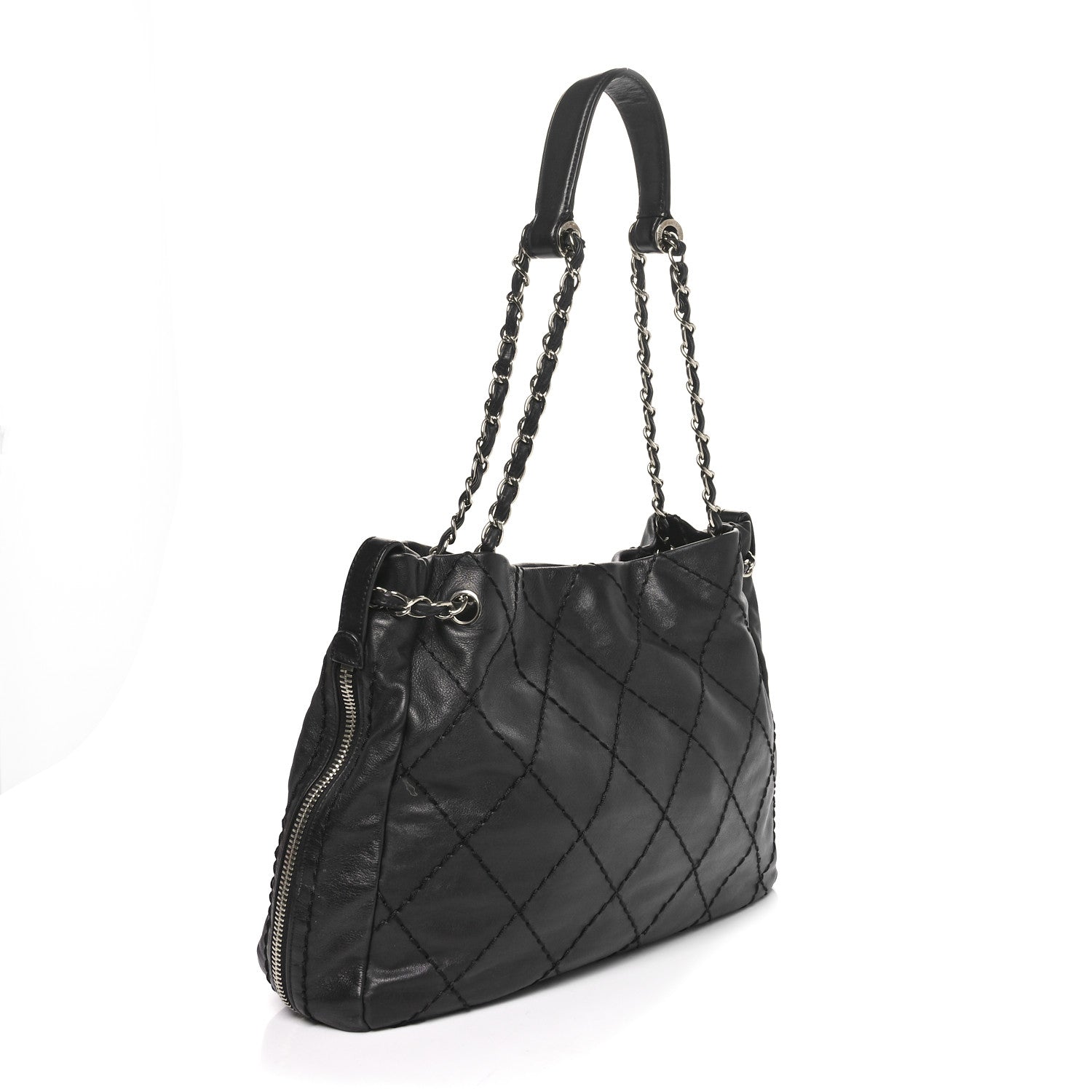 Chanel Lambskin Stitched Expandable Tote Black 2 of 11