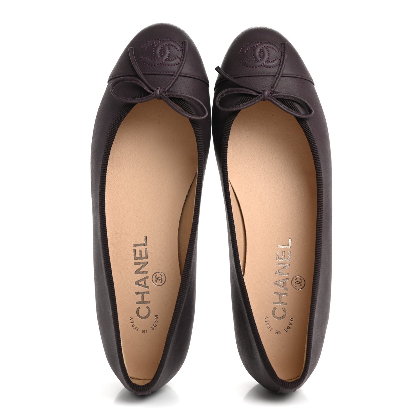 Lambskin Cap Toe Ballerina Flats 37 Purple