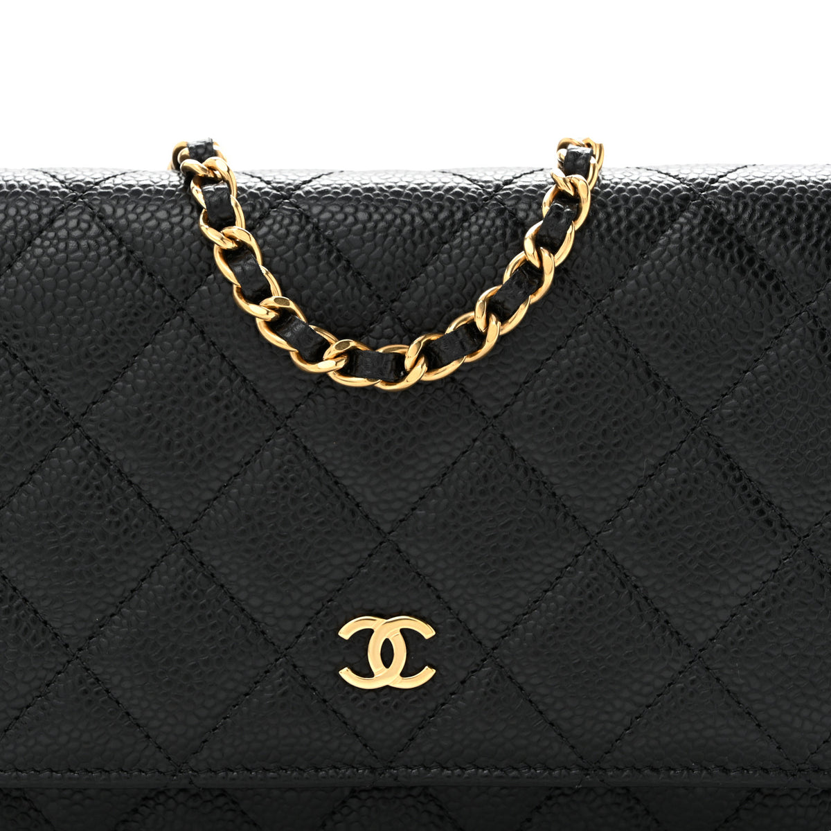 Caviar Quilted Wallet on Chain WOC Black