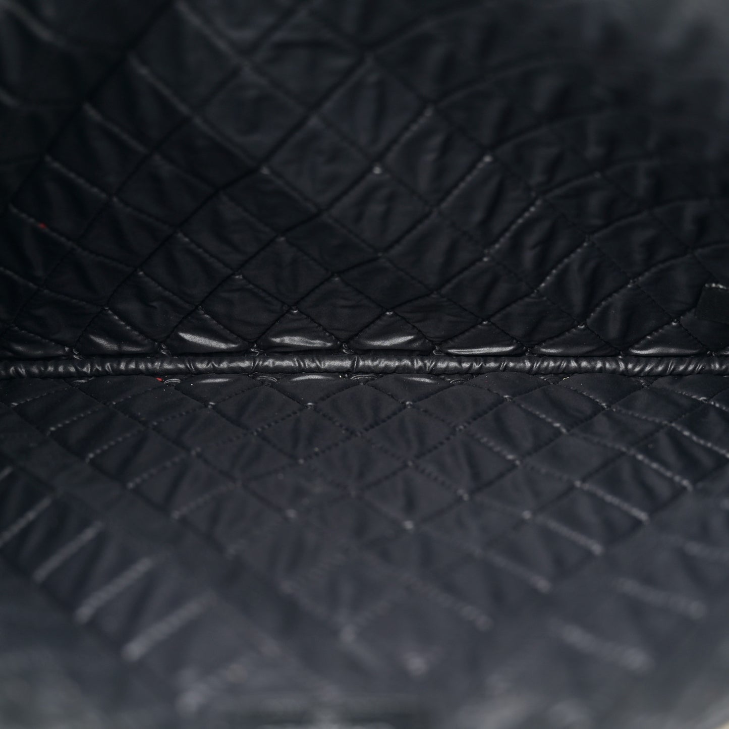 Lambskin Double Stitch Quilted Large Cosmetic Case Black