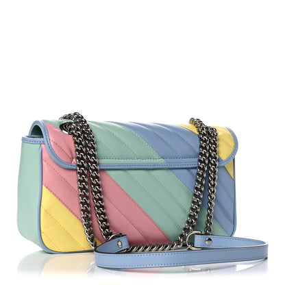 Gucci Calfskin Matelasse Diagonal Small GG Marmont Shoulder Bag Multicolor Pastel 3 of 13