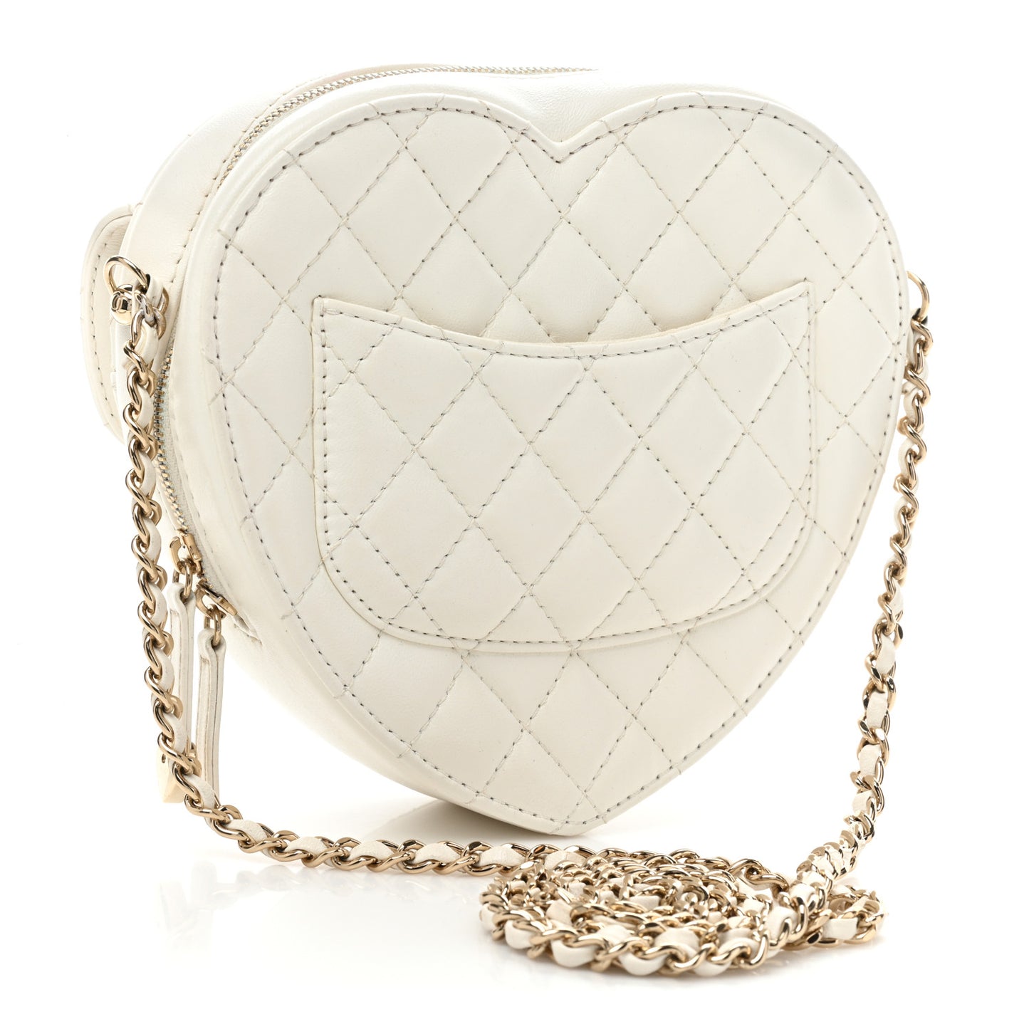 Lambskin Quilted CC In Love Heart Bag White