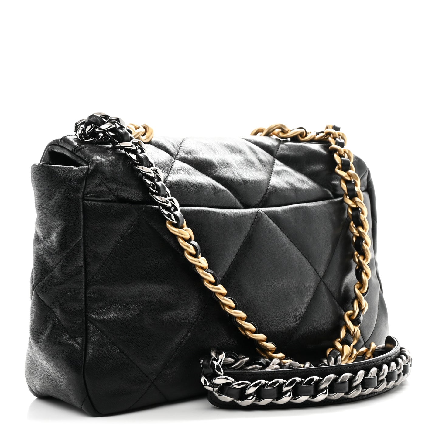 Goatskin Quilted Large Chanel 19 Flap Black