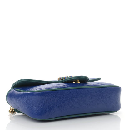 Gucci Azalea Calfskin Enamel Matelasse Diagonal Super Mini Torchon GG Marmont Shoulder Bag Imperial Blue Pavone 4 of 11
