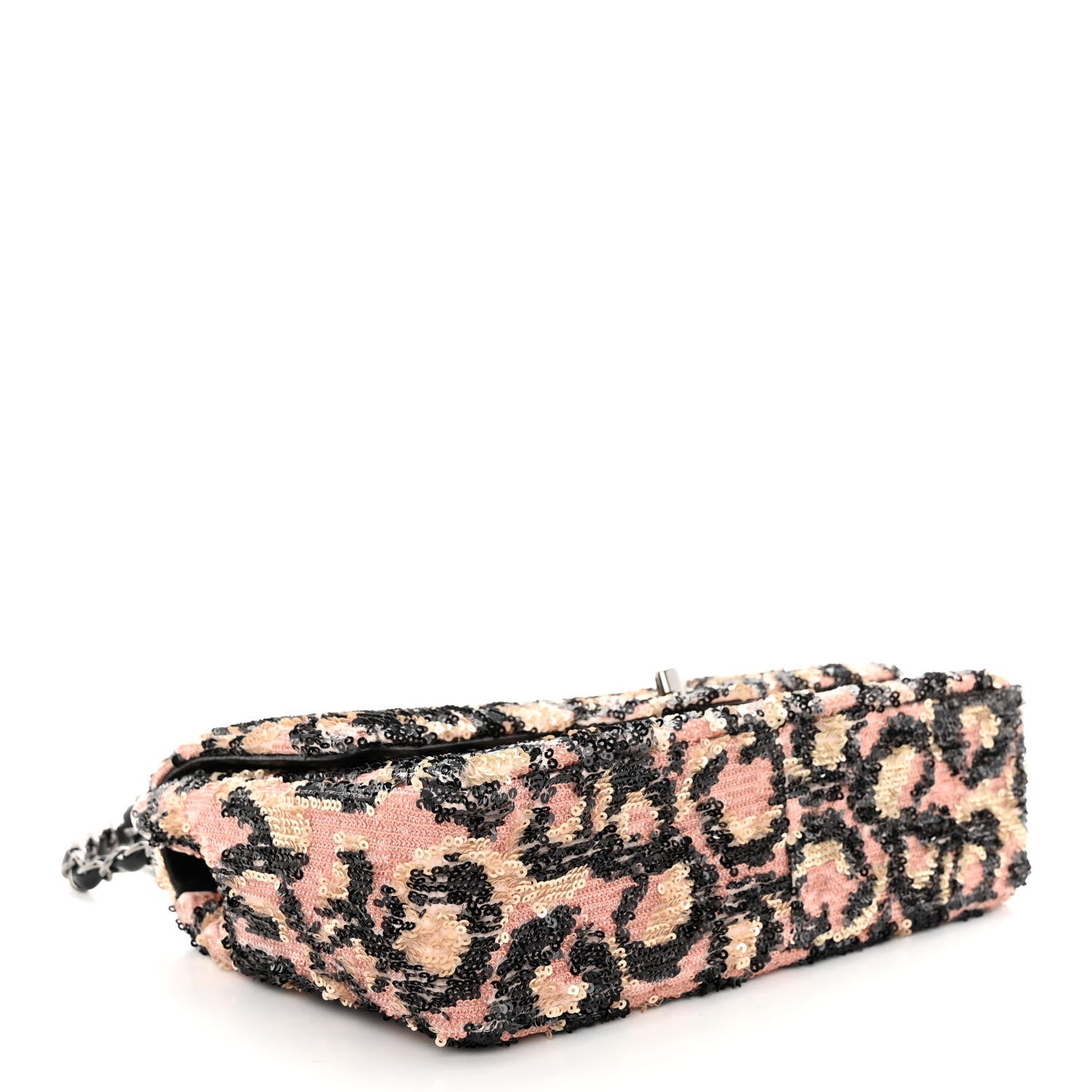 Chanel Sequin Leopard Print Quilted Medium Single Flap Pink Gold 4 of 11
