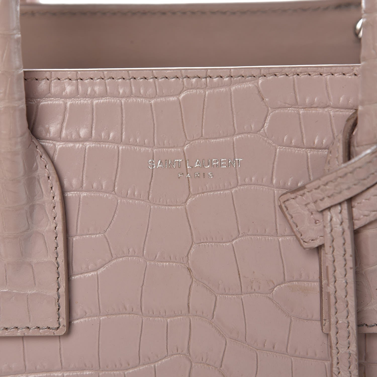 Saint Laurent Calfskin Crocodile Embossed Baby Sac De Jour Rose Antic 6 of 29