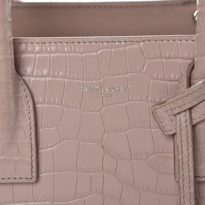Saint Laurent Calfskin Crocodile Embossed Baby Sac De Jour Rose Antic 6 of 29