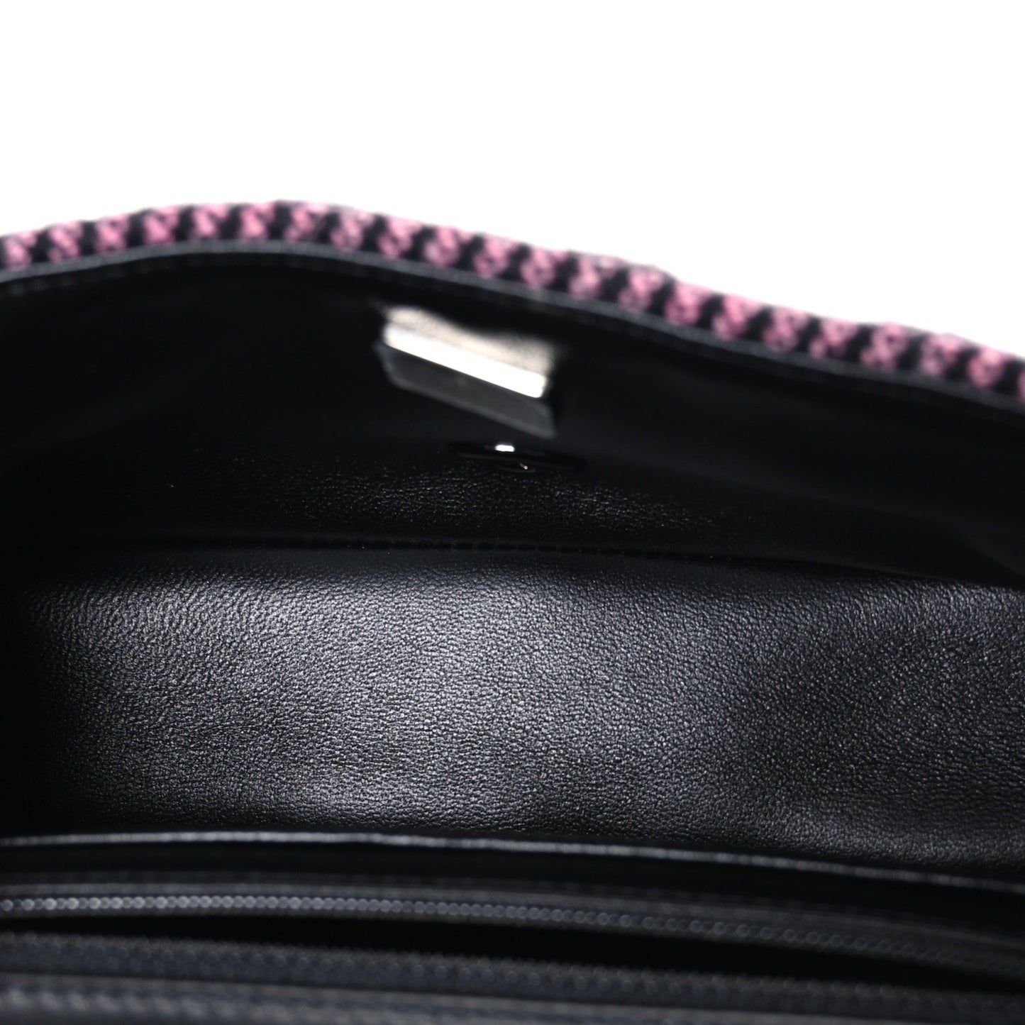 Wool Tweed Quilted Mini Rectangular Flap Pink Black