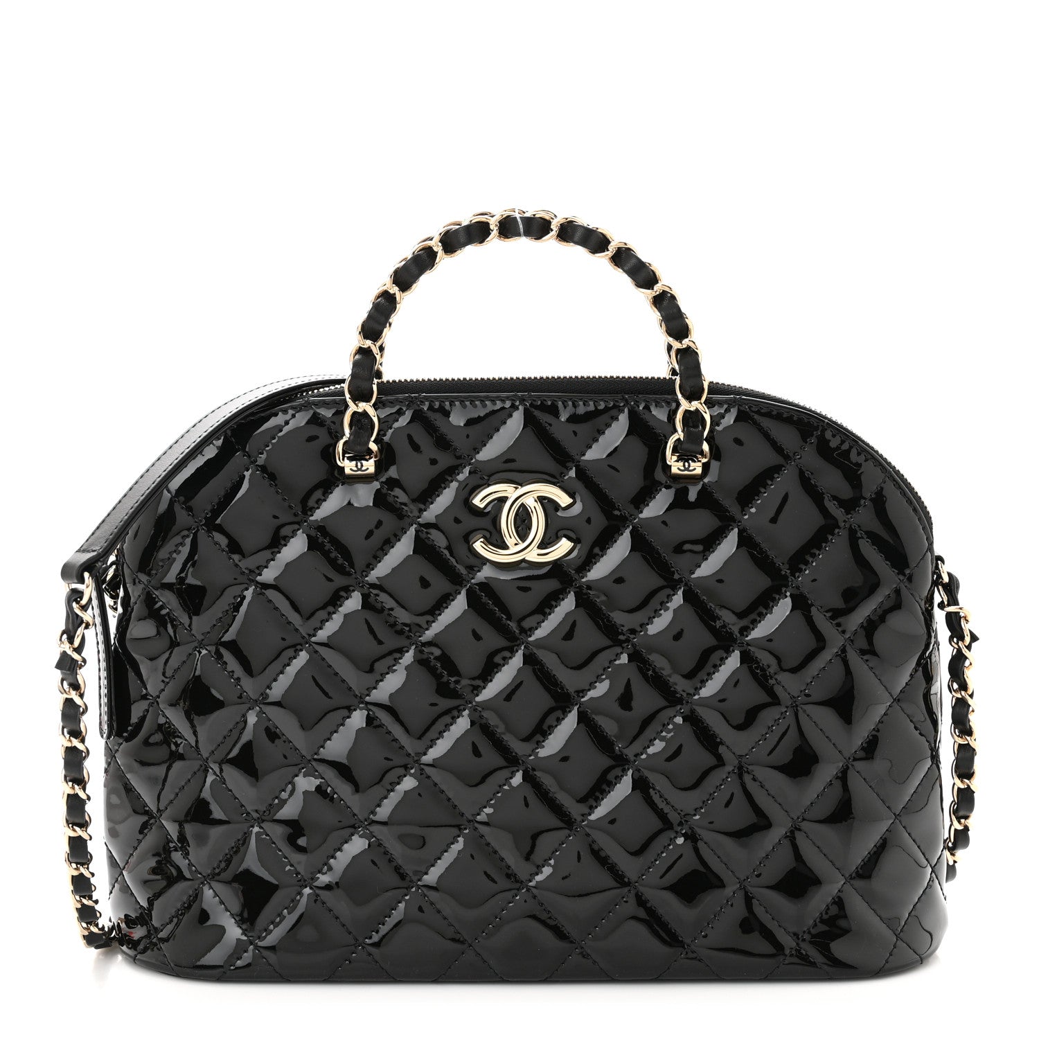 Chanel Patent Quilted Shiny Coco Small Shopping Bag Black 1 of 11