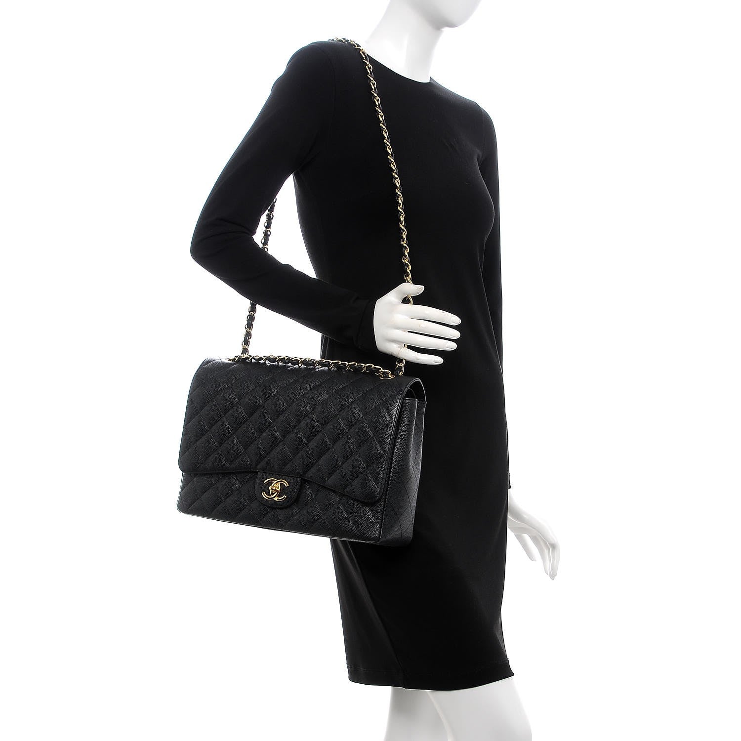 Chanel Caviar Quilted Maxi Double Flap Black 2 of 14