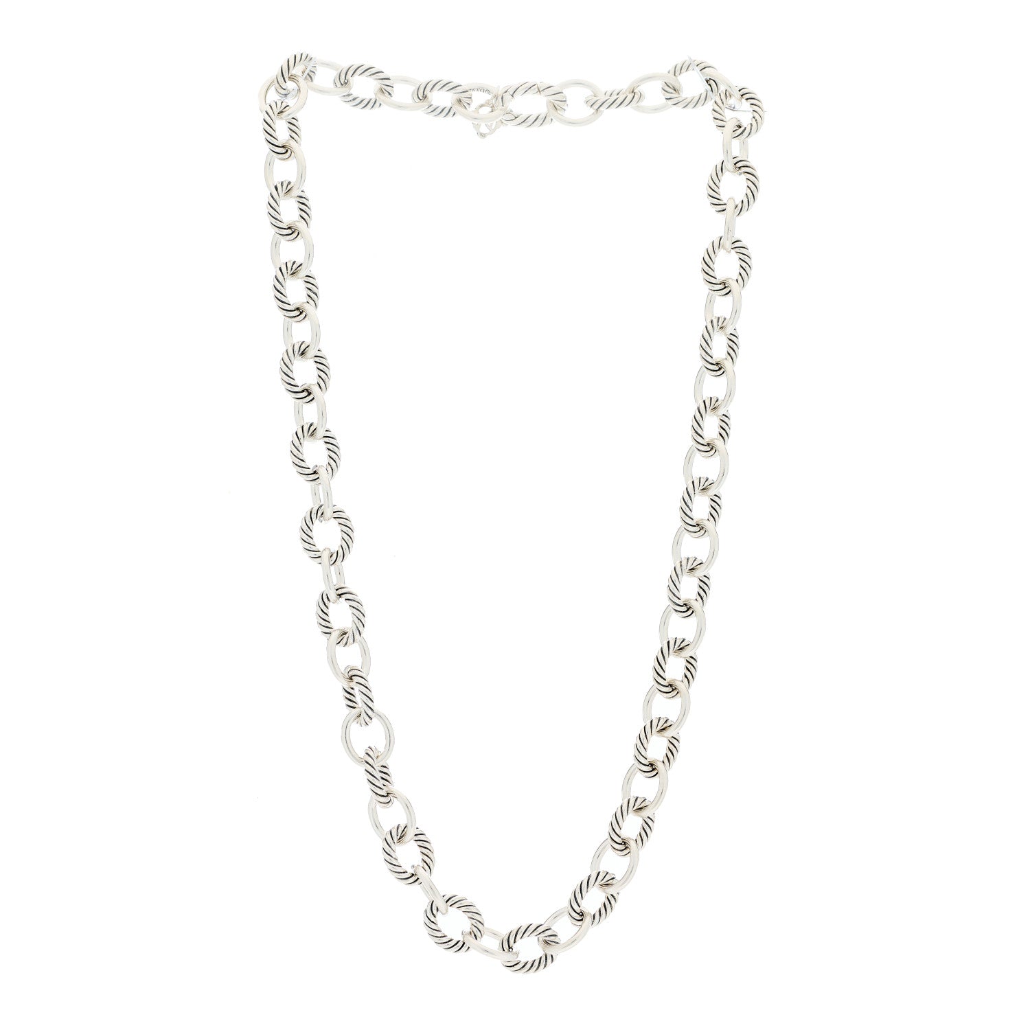 David Yurman Sterling Silver 10mm Medium Oval Link Necklace 2 of 5