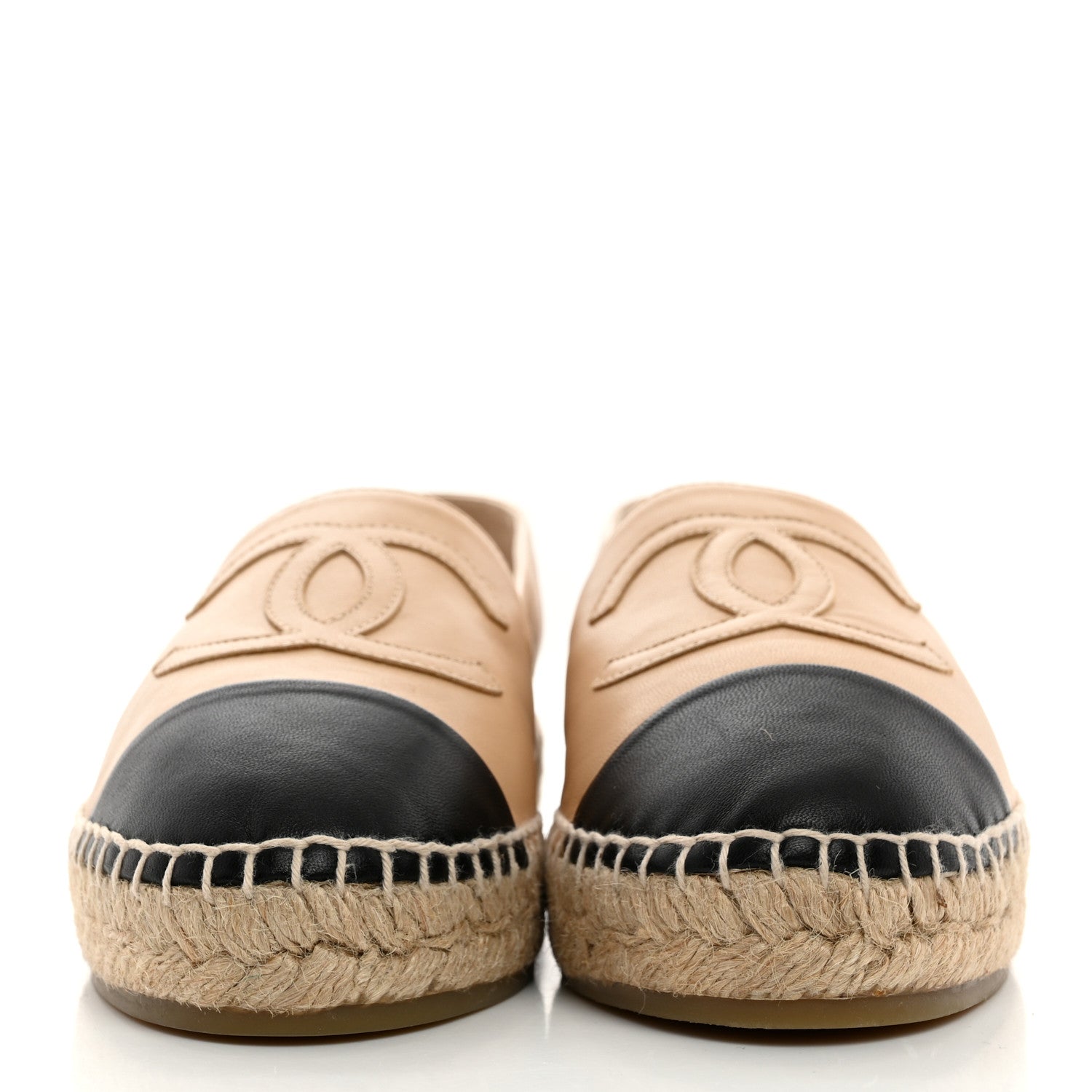 Chanel Lambskin CC Espadrilles 38 Beige Black 2 of 9