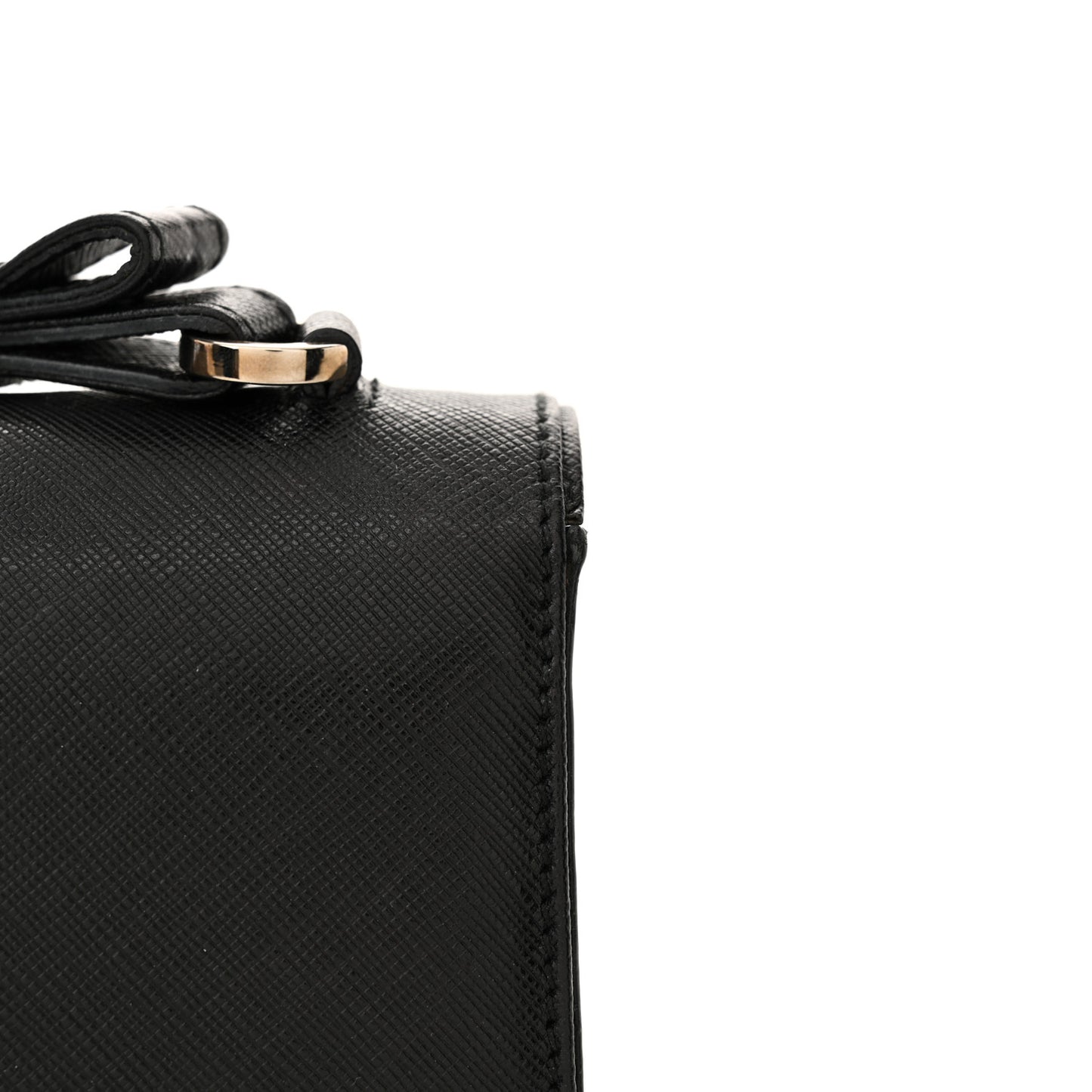 Printed Calfskin Gancini Bow Chain Shoulder Bag Black