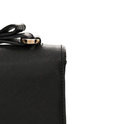 Salvatore Ferragamo Printed Calfskin Gancini Bow Chain Shoulder Bag Black 14 of 14