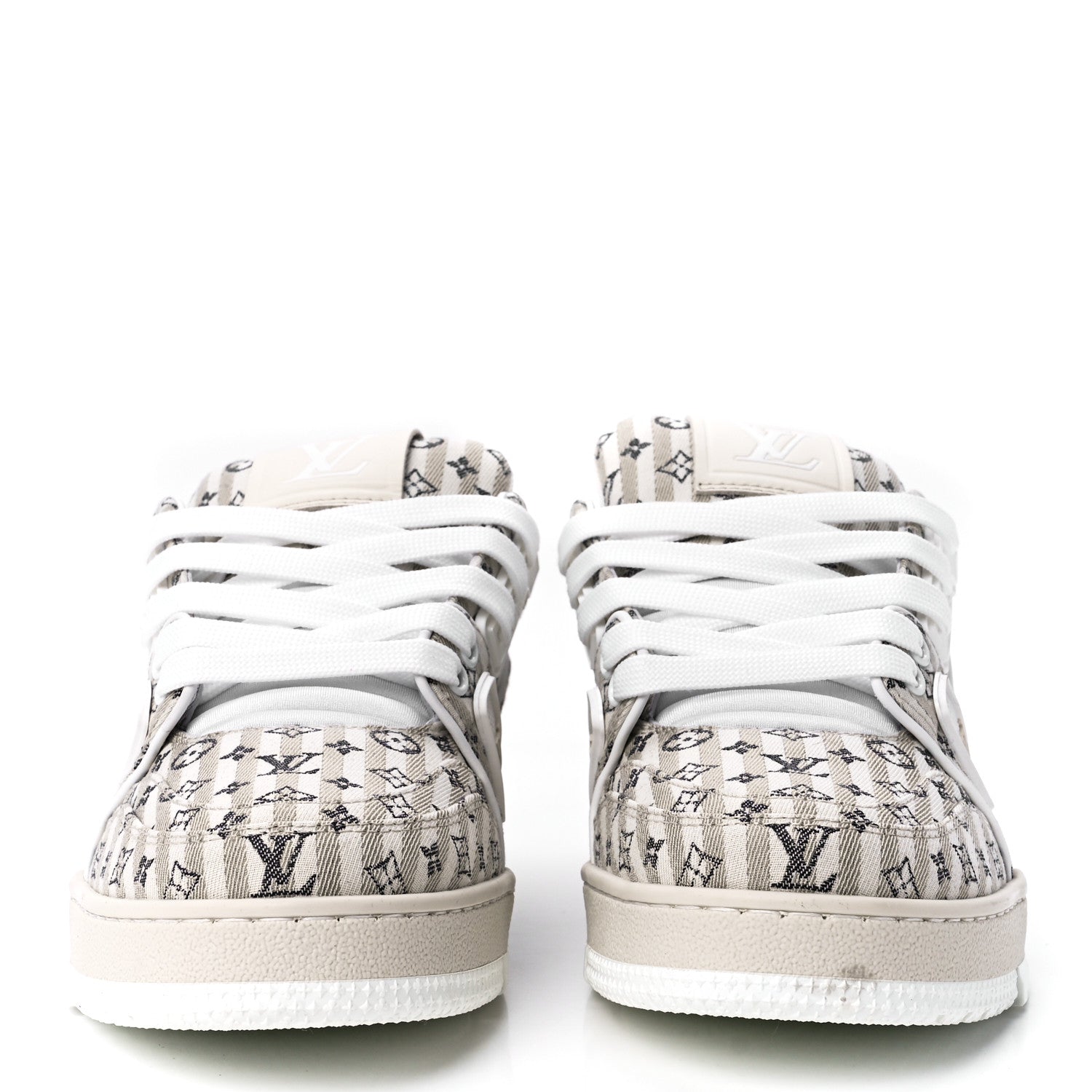 Louis Vuitton Canvas Monogram Striped LV Trainer Sneakers Beige 4.5 Beige 2 of 9