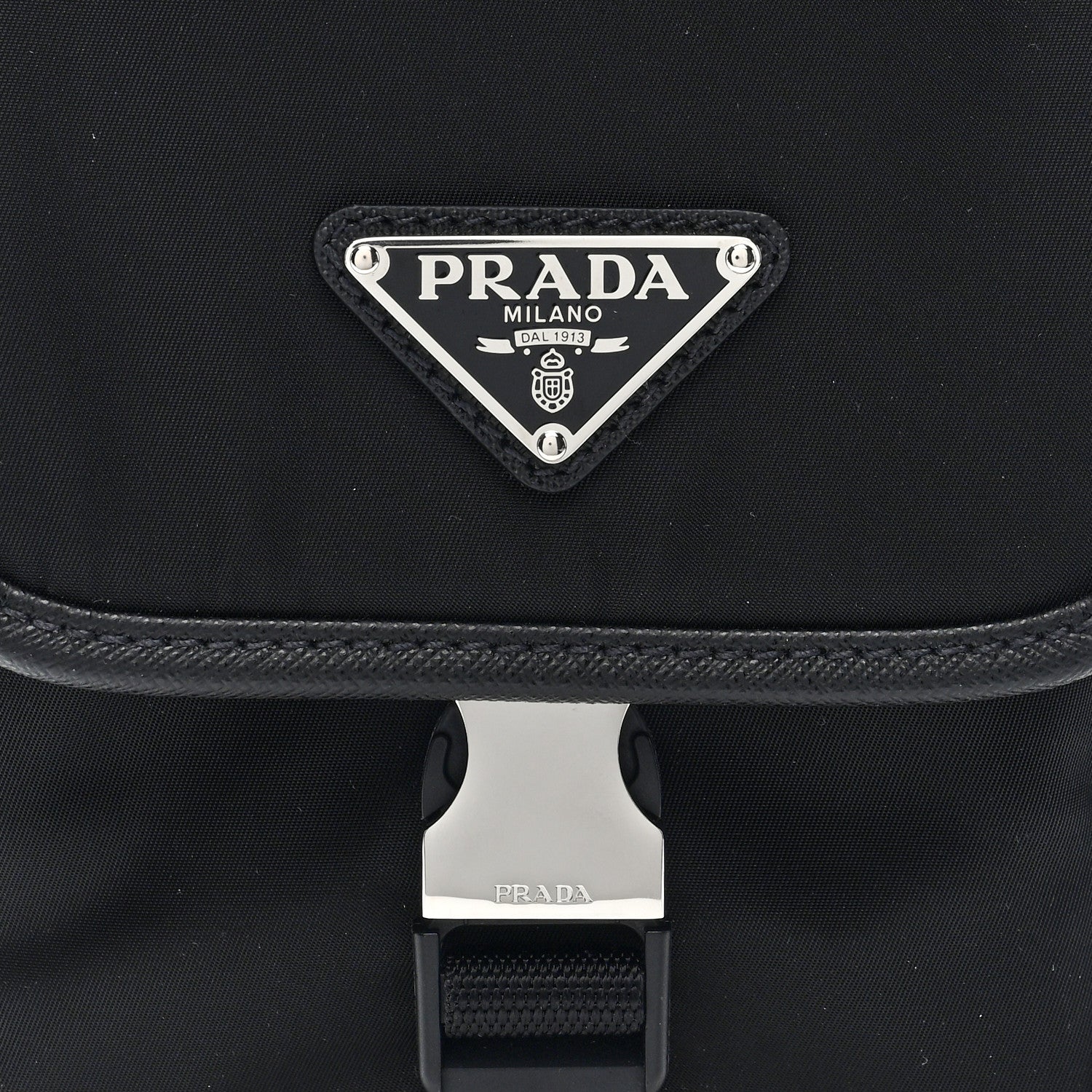 Prada Re-Nylon Saffiano Mini Pocket Single Snap Buckle Messenger Bag Black 6 of 8