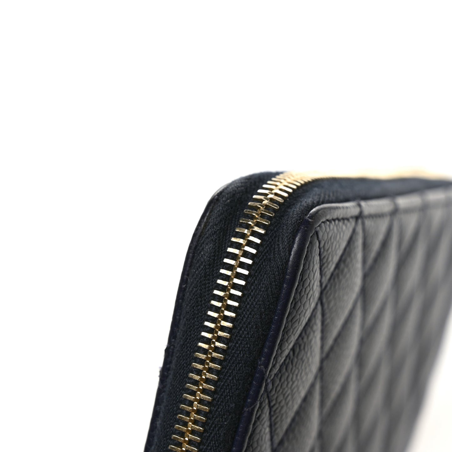 Caviar Quilted Large Gusset Zip Around Wallet Navy