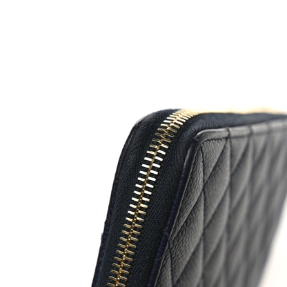 Chanel Caviar Quilted Large Gusset Zip Around Wallet Navy 10 of 10