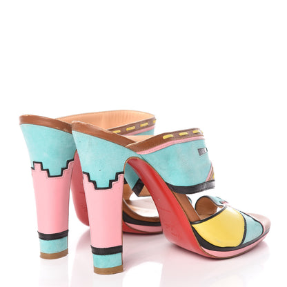 Christian Louboutin Suede Zunika 120 Slide Sandals 38 Turquoise Multicolor 4 of 20