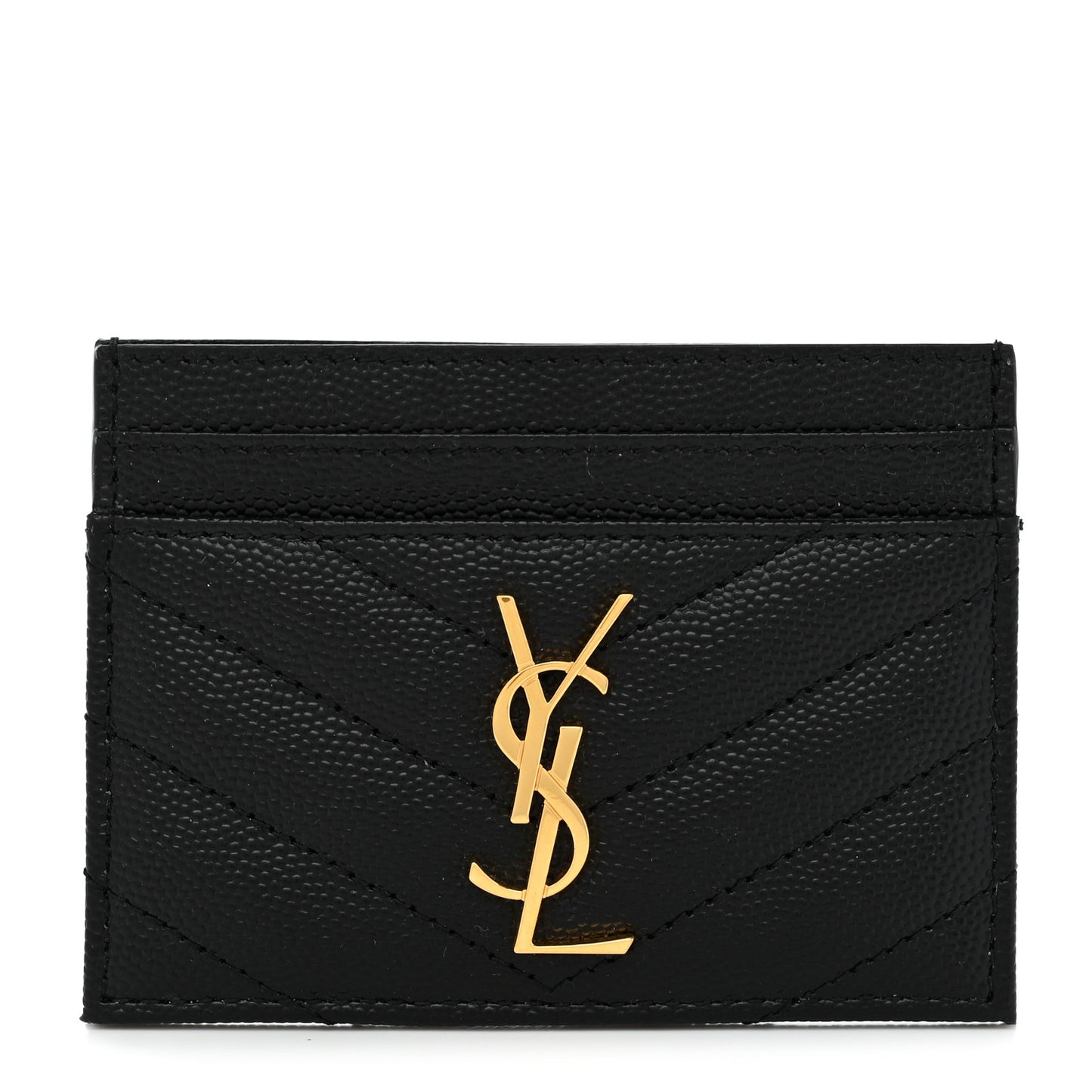 Grain De Poudre Matelasse Chevron Monogram Credit Card Case Black