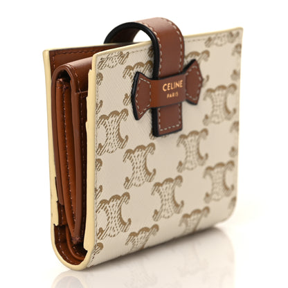 Celine Canvas Triomphe Small Strap Wallet White 3 of 7