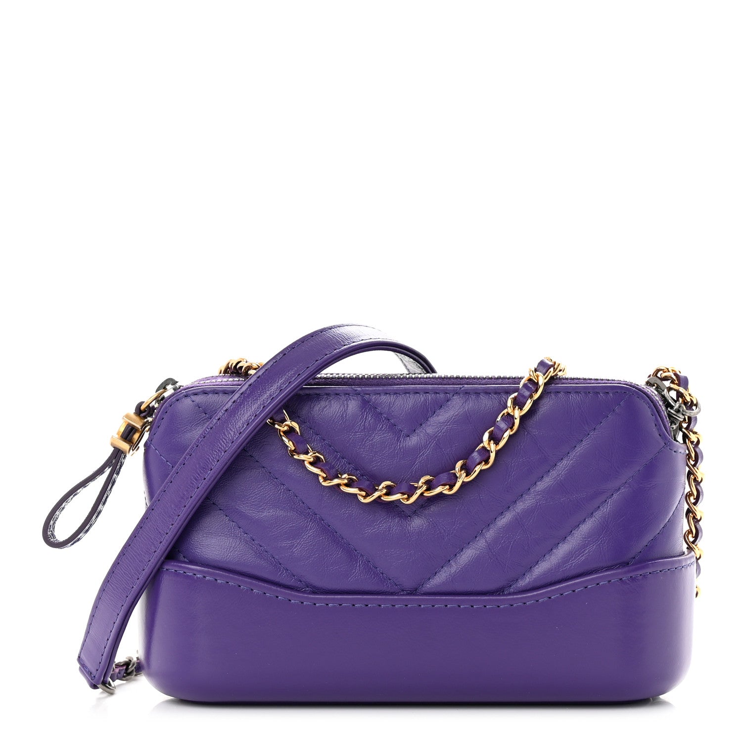 Chanel Aged Calfskin Quilted Small Gabrielle Clutch With Chain Purple 1 of 11