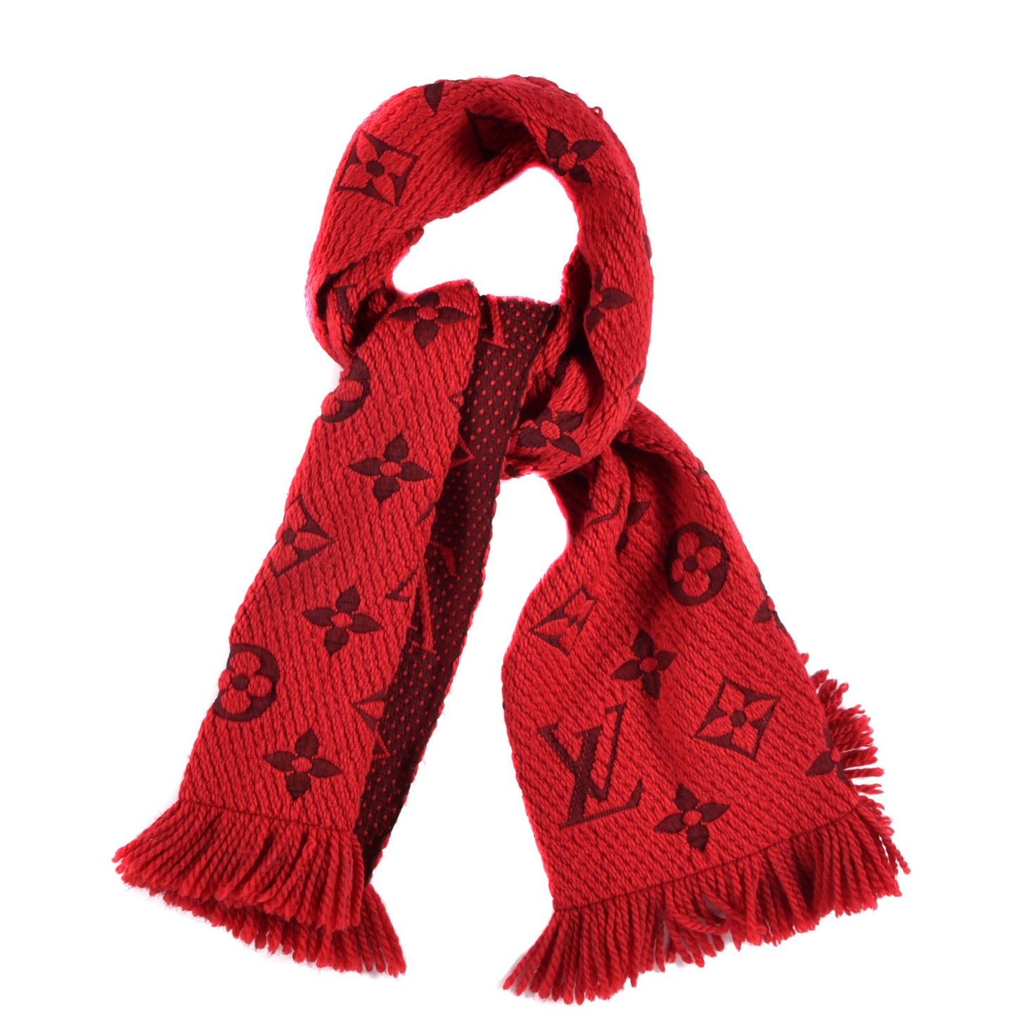 Wool Silk Logomania Scarf Rubis