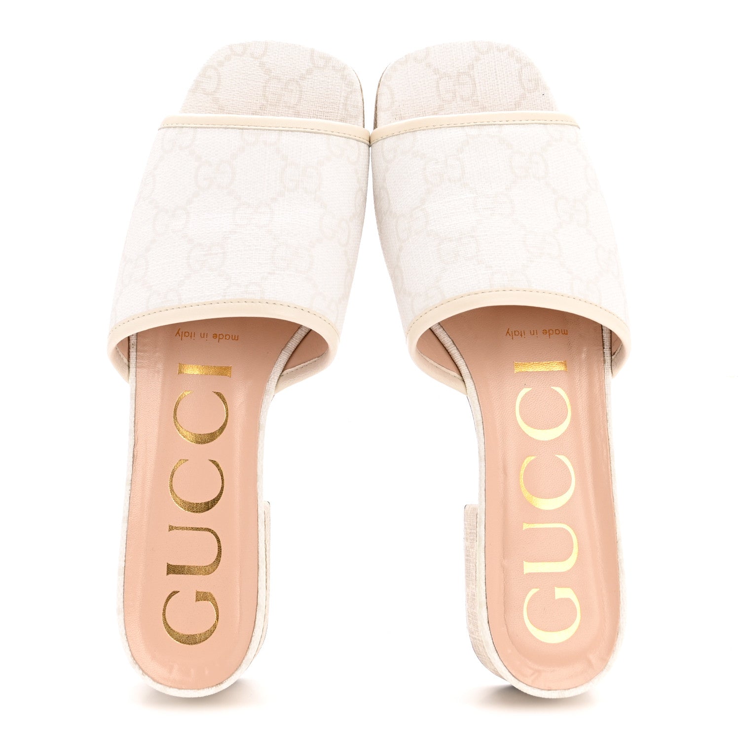 Gucci GG Supreme Monogram Malaga Kid Platform Mule Sandals 36 White Mystic White 2 of 10