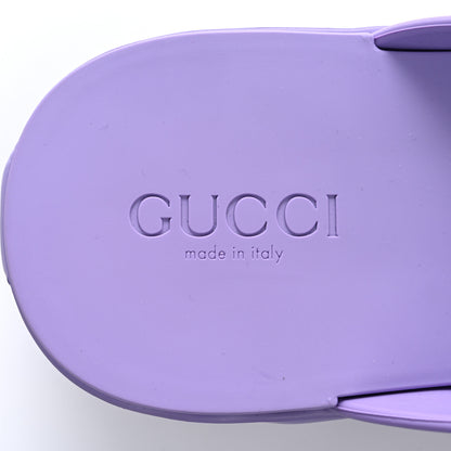 Gucci Rubber Chevron Logo Embossed Womens Thong Platform Sandals 37 Lapis 7 of 9