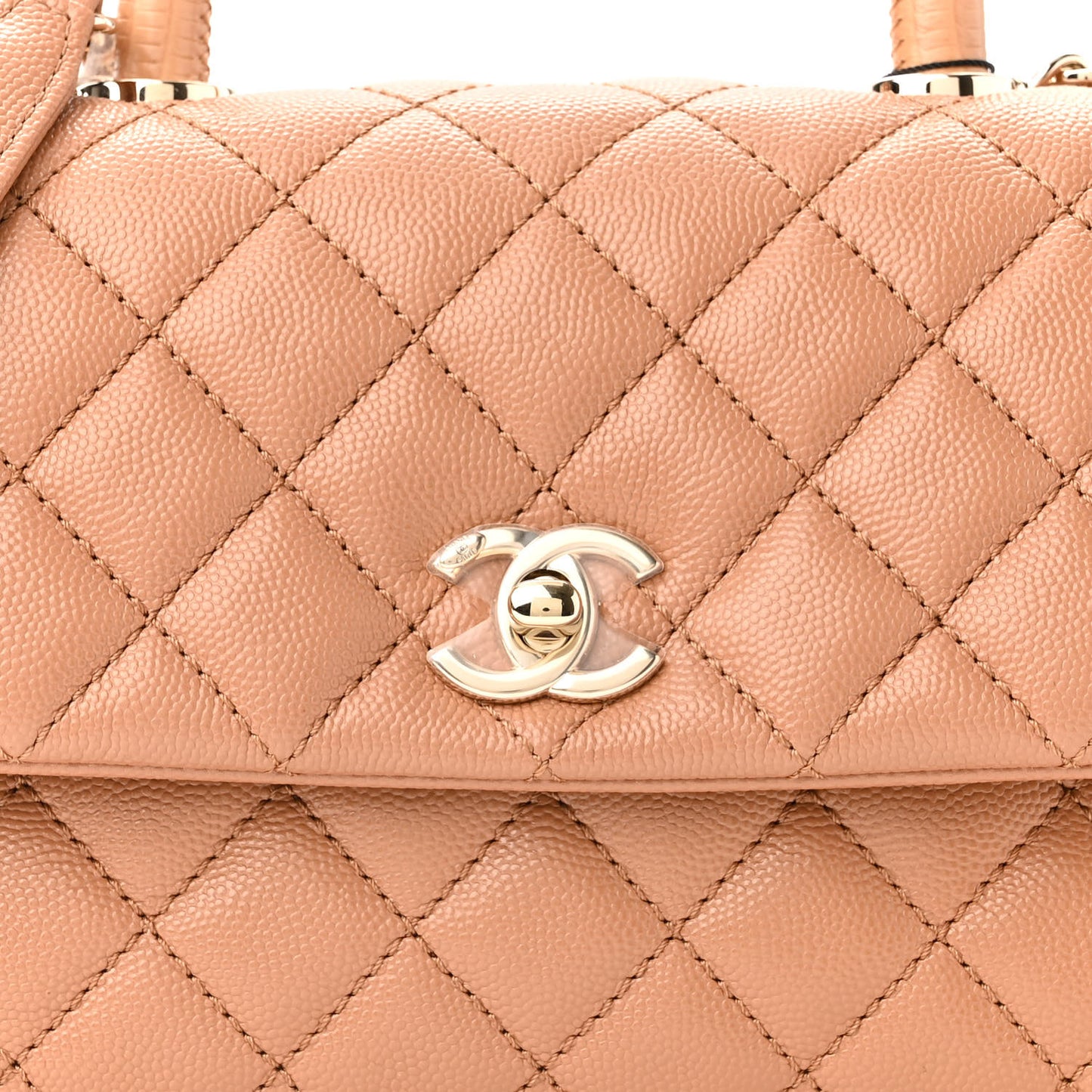Caviar Quilted Lizard Embossed Mini Coco Handle Flap Brown