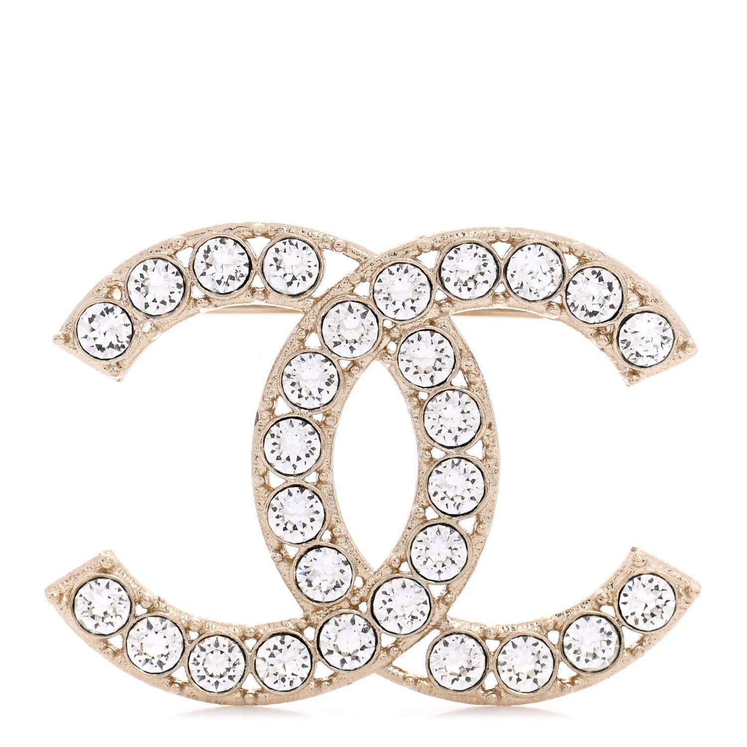 Chanel Crystal CC Brooch Light Gold 1 of 5