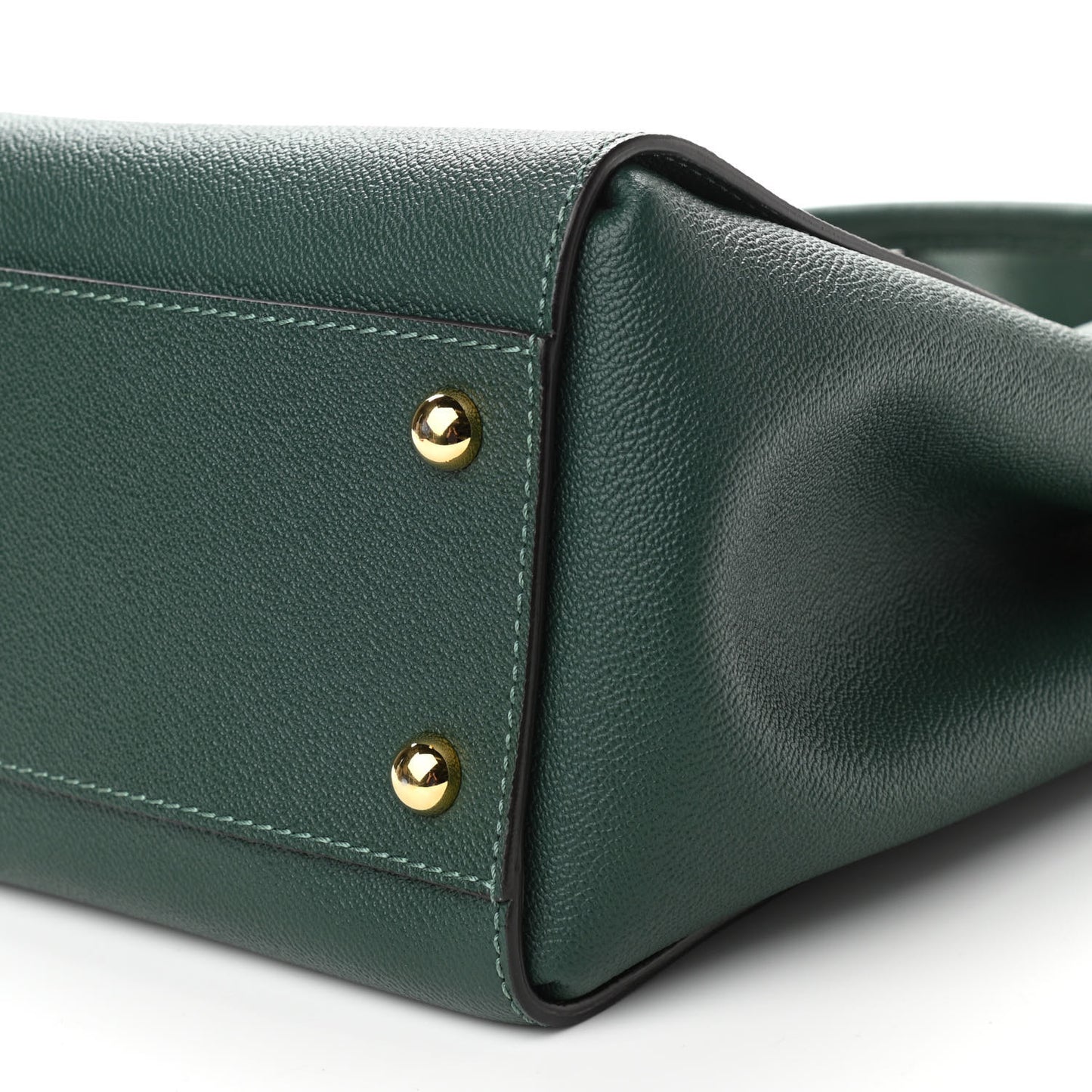 Soft Grain Calfskin Medium Buckle Tote Dark Green