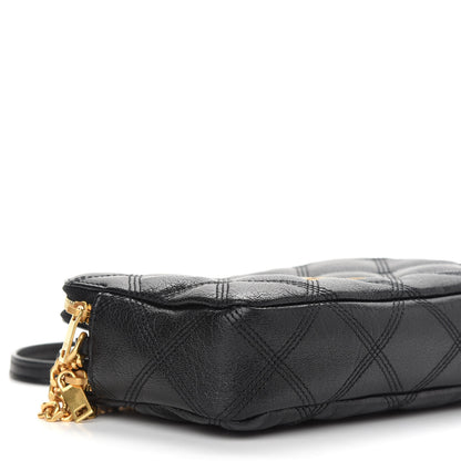 Saint Laurent Grained Lambskin Quilted Mini Becky Double Zip Bag Black 8 of 9