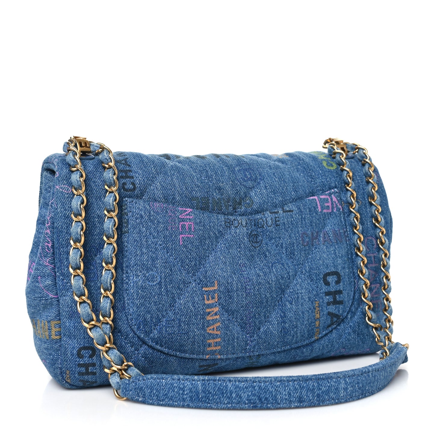 Denim Quilted Denim Large Mood Flap Blue Multicolor