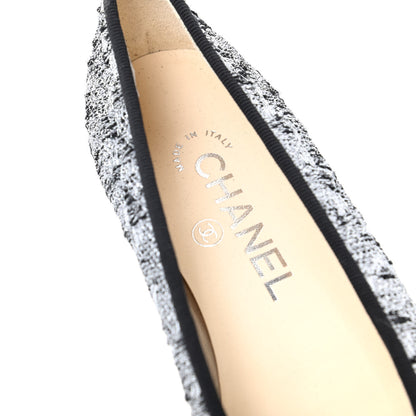 Chanel Tweed Sequin Cap Toe Ballerina Flats 36.5 Black Blue 8 of 11