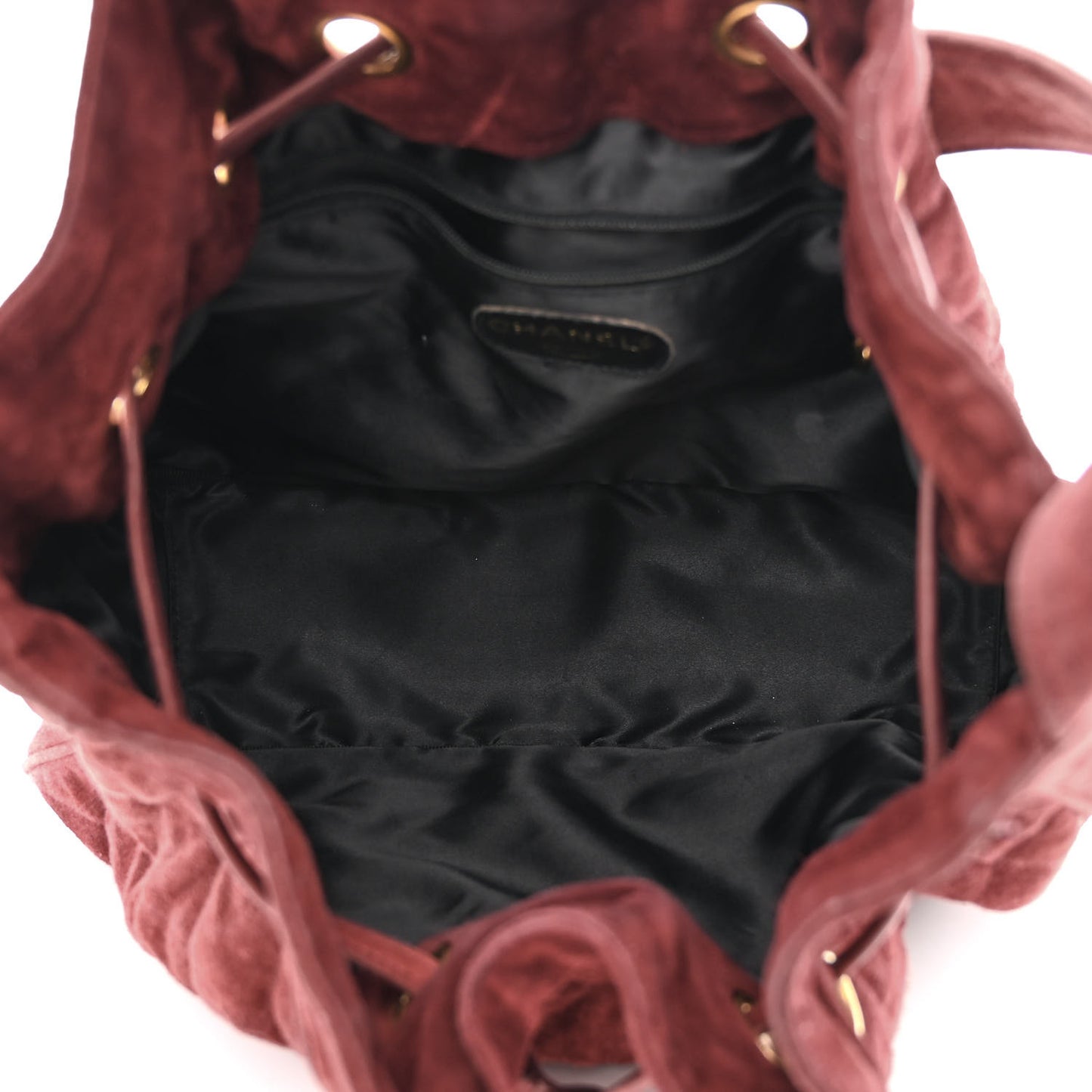 Suede Drawstring Bag Red