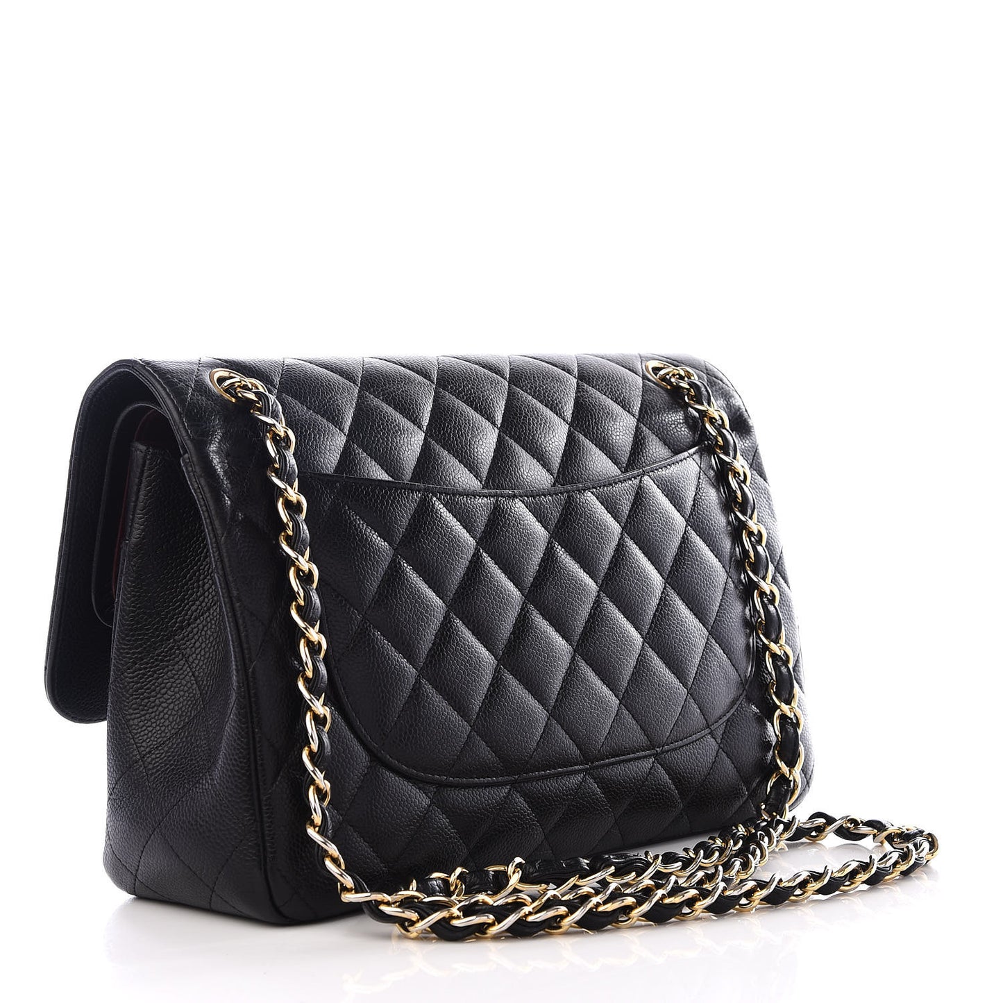 Caviar Quilted Jumbo Double Flap Black
