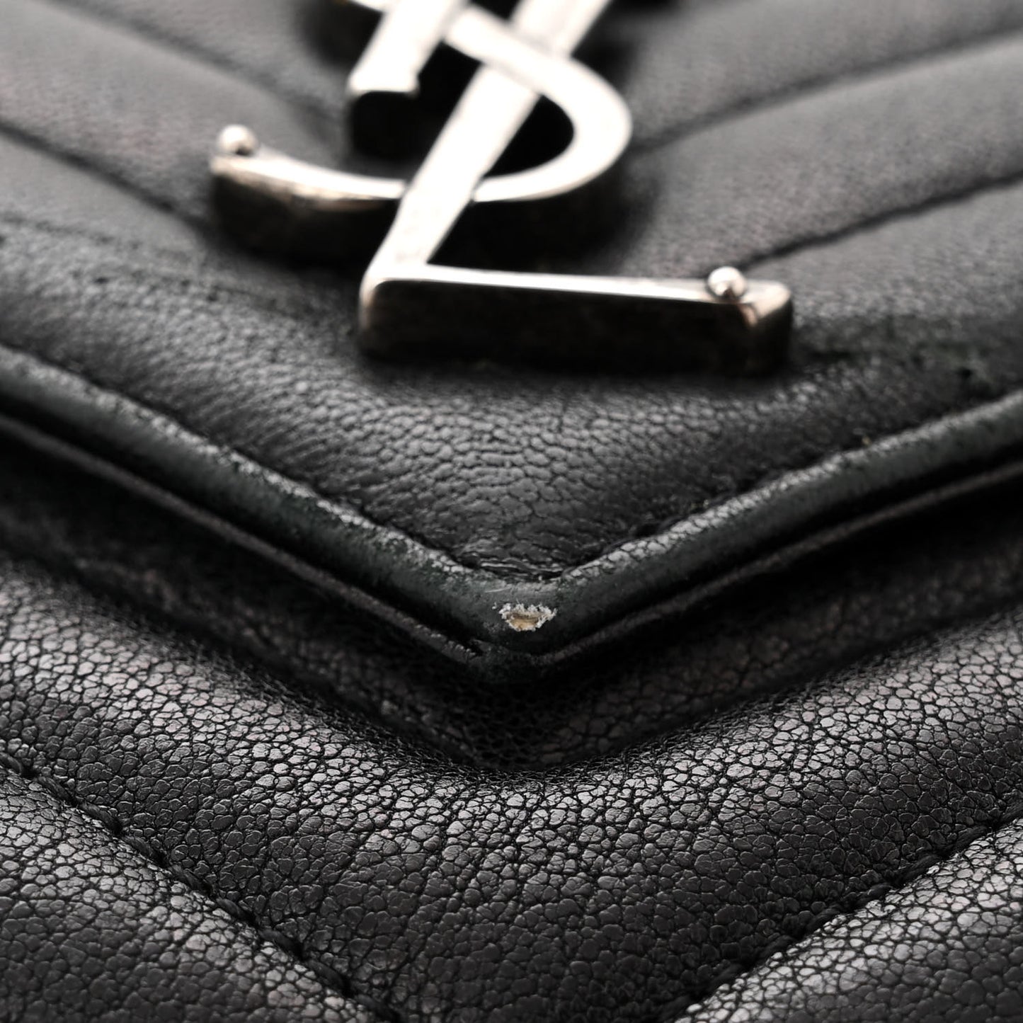 Sheepskin Matelasse Chevron Monogram Medium College Bag Black
