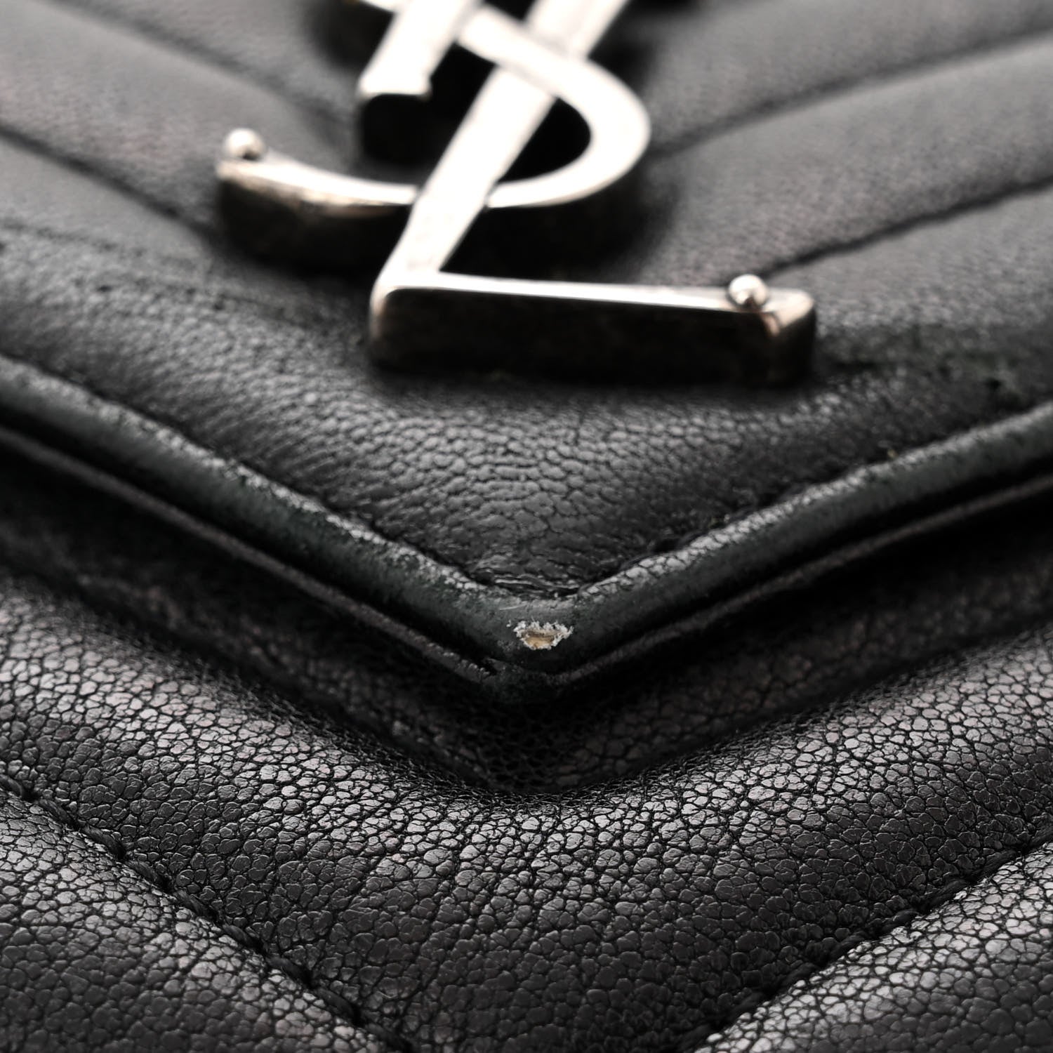 Saint Laurent Sheepskin Matelasse Chevron Monogram Medium College Bag Black 11 of 12