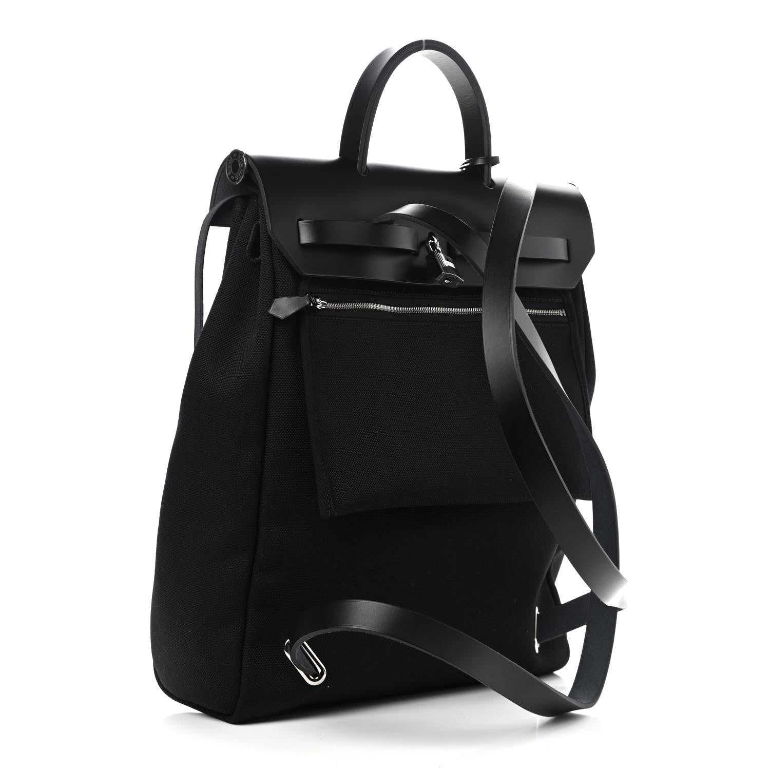 Hermes Military Toile Vache Hunter Herbag a Dos Zip Retourne Backpack Black 4 of 12