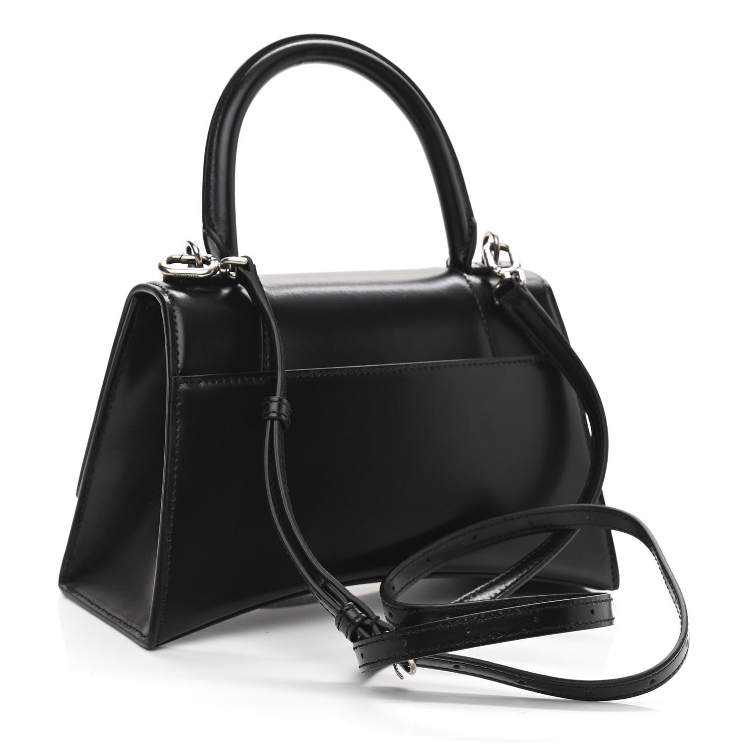 Balenciaga Shiny Box Calfskin Graffiti Logo Small Hourglass Top Handle Bag Black Silver 3 of 10
