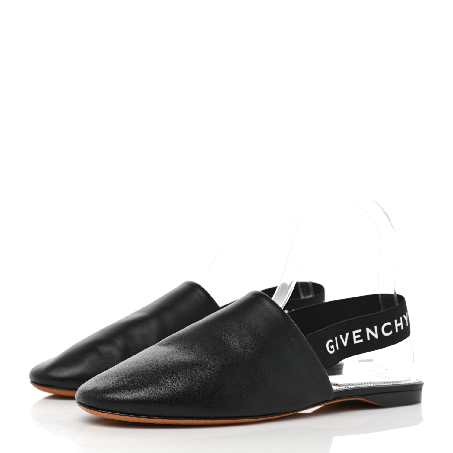 Givenchy Nappa Rivington Logo Slingback Flat 38 Black Silver 3 of 8