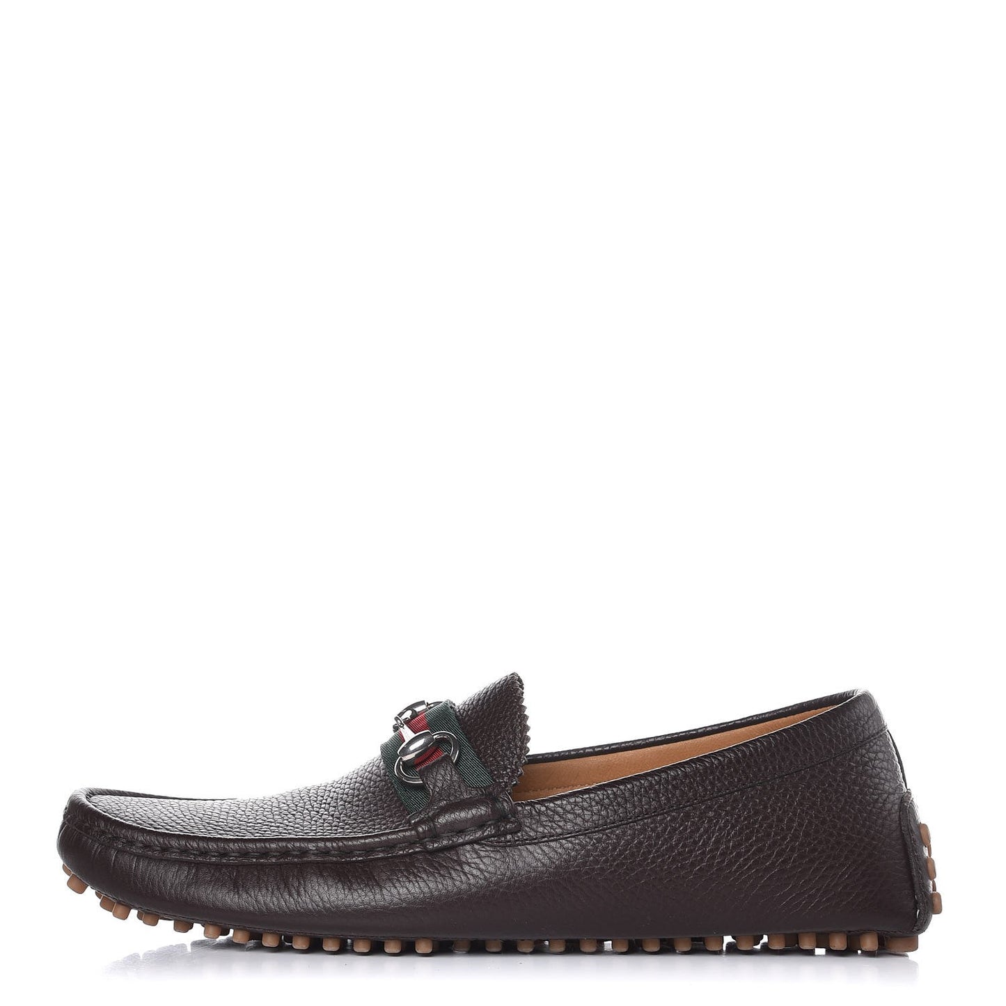 Calfskin Web Mens Horsebit Driver Loafers 9.5 Cocoa